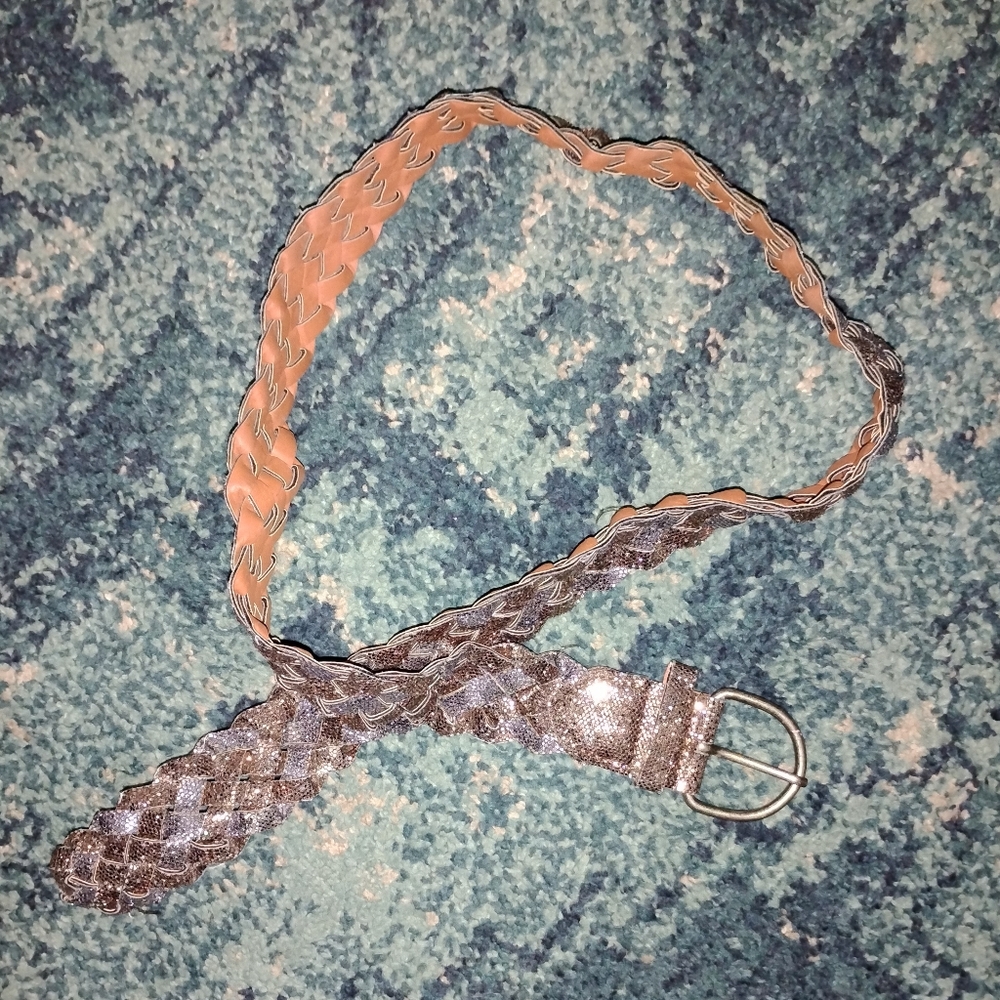 Silver&Bronze Sequins Braided Belt - Picture 3 of 4